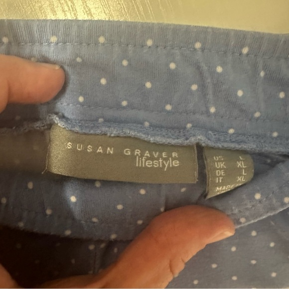 Susan Graver Lifestyle Polka Dot Pajama Pants – Size Large – Light Blue & White - Picture 5 of 5